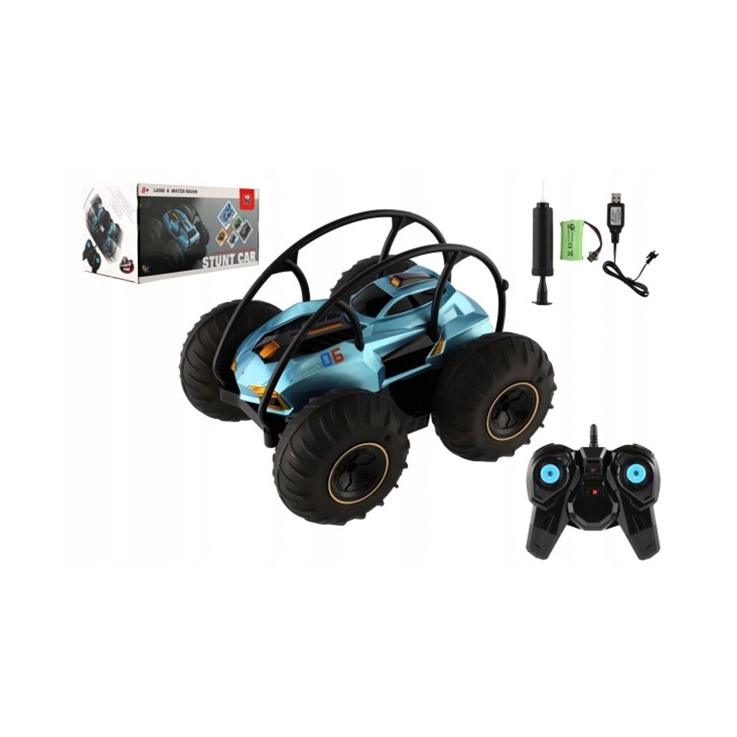 RC Land & Water Rover Stunt Car Black & Blue