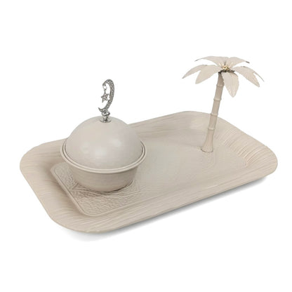 Large Ramadan-themed Date Serving Set Beige