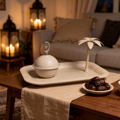 Large Ramadan-themed Date Serving Set Beige