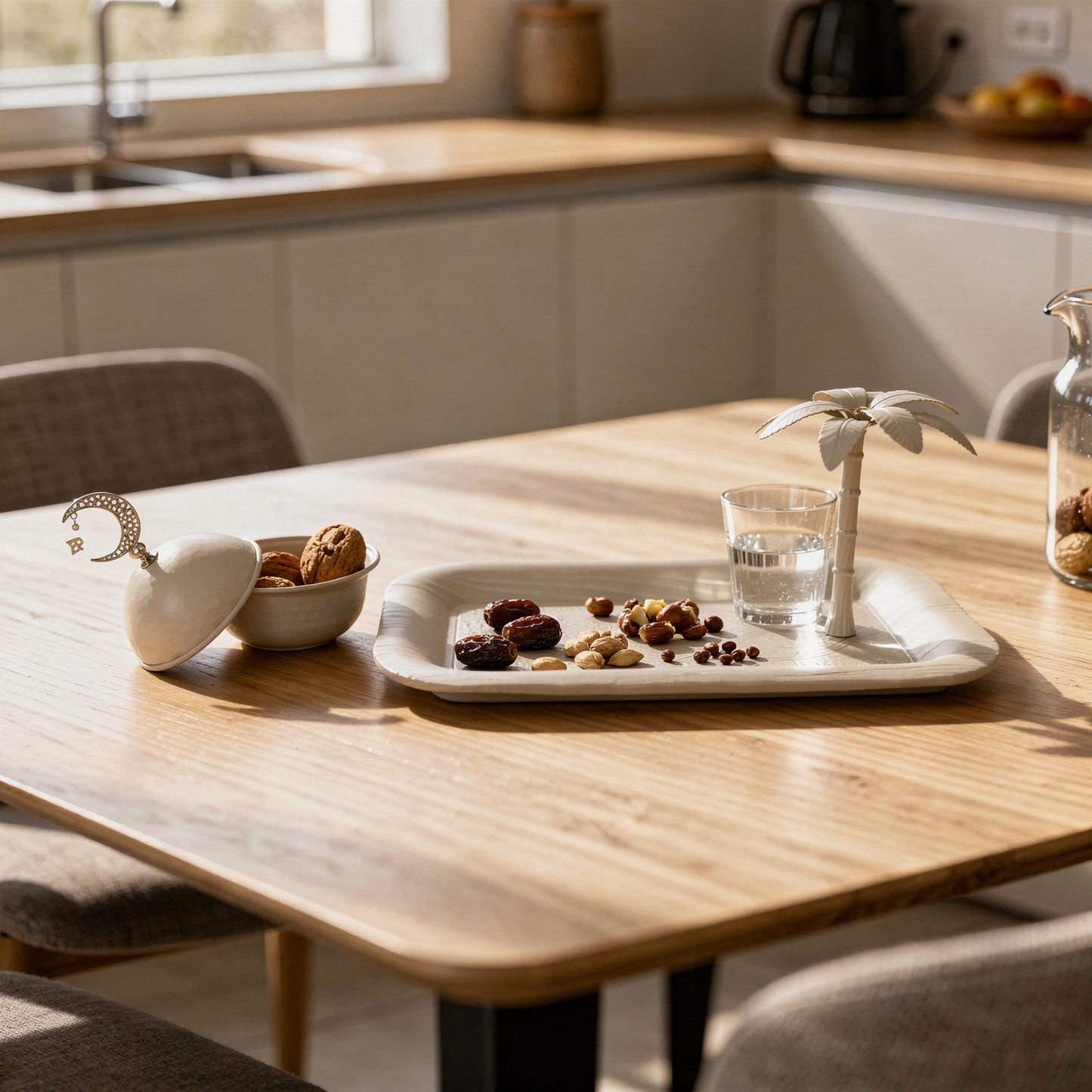 Large Ramadan-themed Date Serving Set Beige