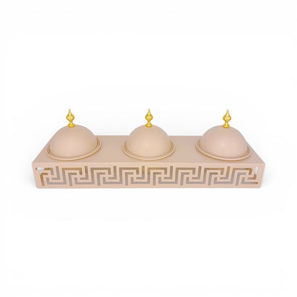 3 Compartment Snack Server Cream & Gold