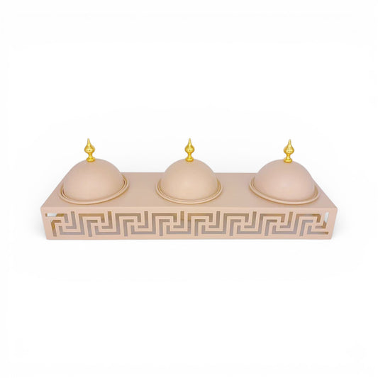 3 Compartment Snack Server Cream & Gold