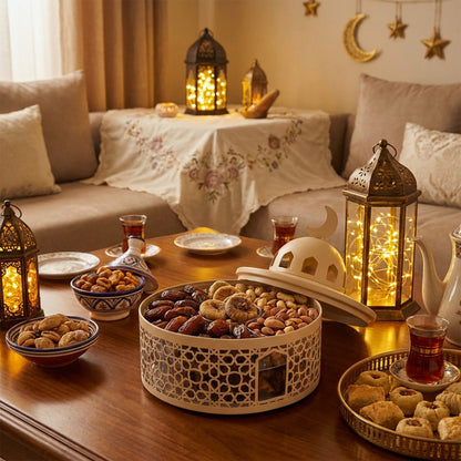 Round Islamic Snack Server Cream