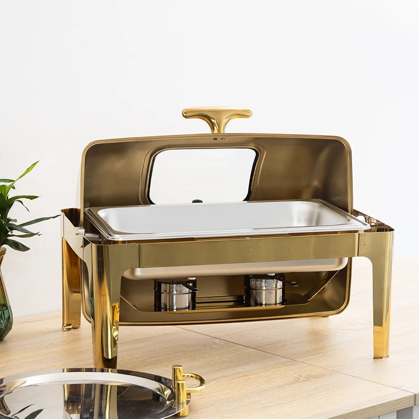 Kitchen Life Rectangular Roll Top Chafing Dish Gold