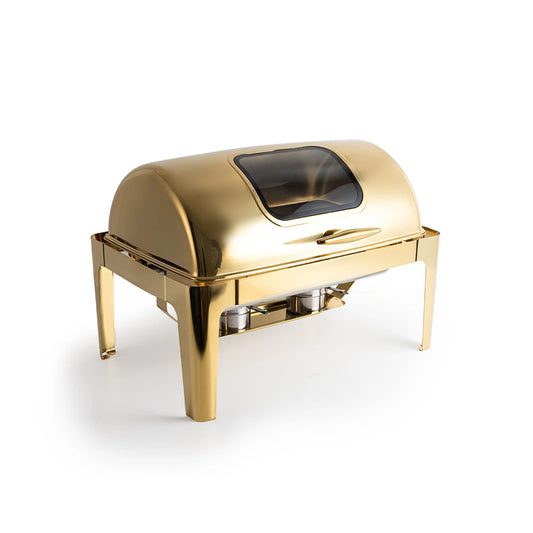 Kitchen Life Rectangular Roll Top Chafing Dish Gold