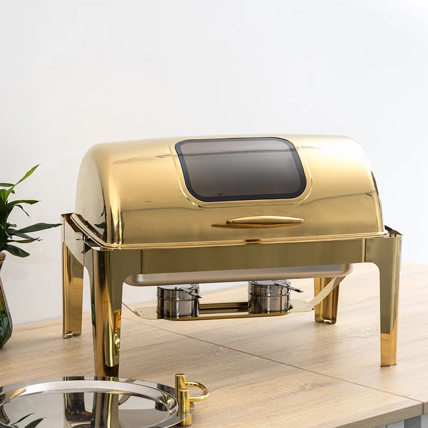 Kitchen Life Rectangular Roll Top Chafing Dish Gold