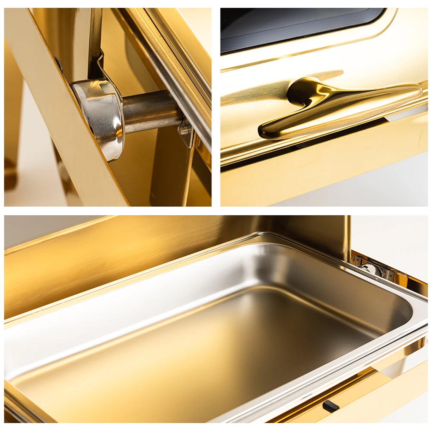Kitchen Life Rectangular Roll Top Chafing Dish Gold