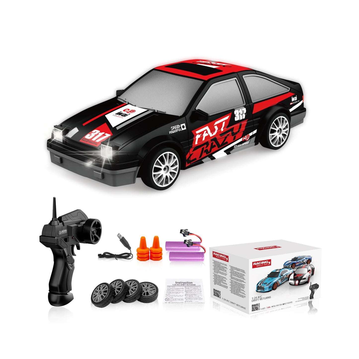 RC 2.4GHz Drift Car Black & Red