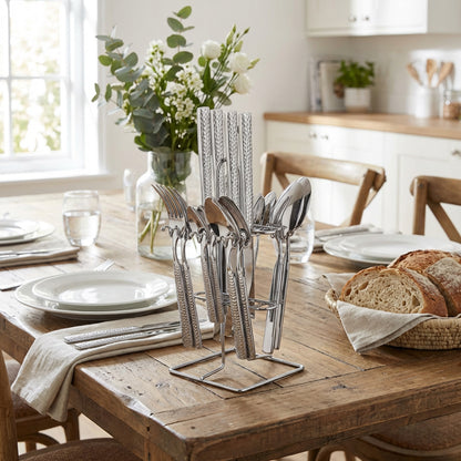 Rolux 16 Piece Hammered Cutlery Set Silver