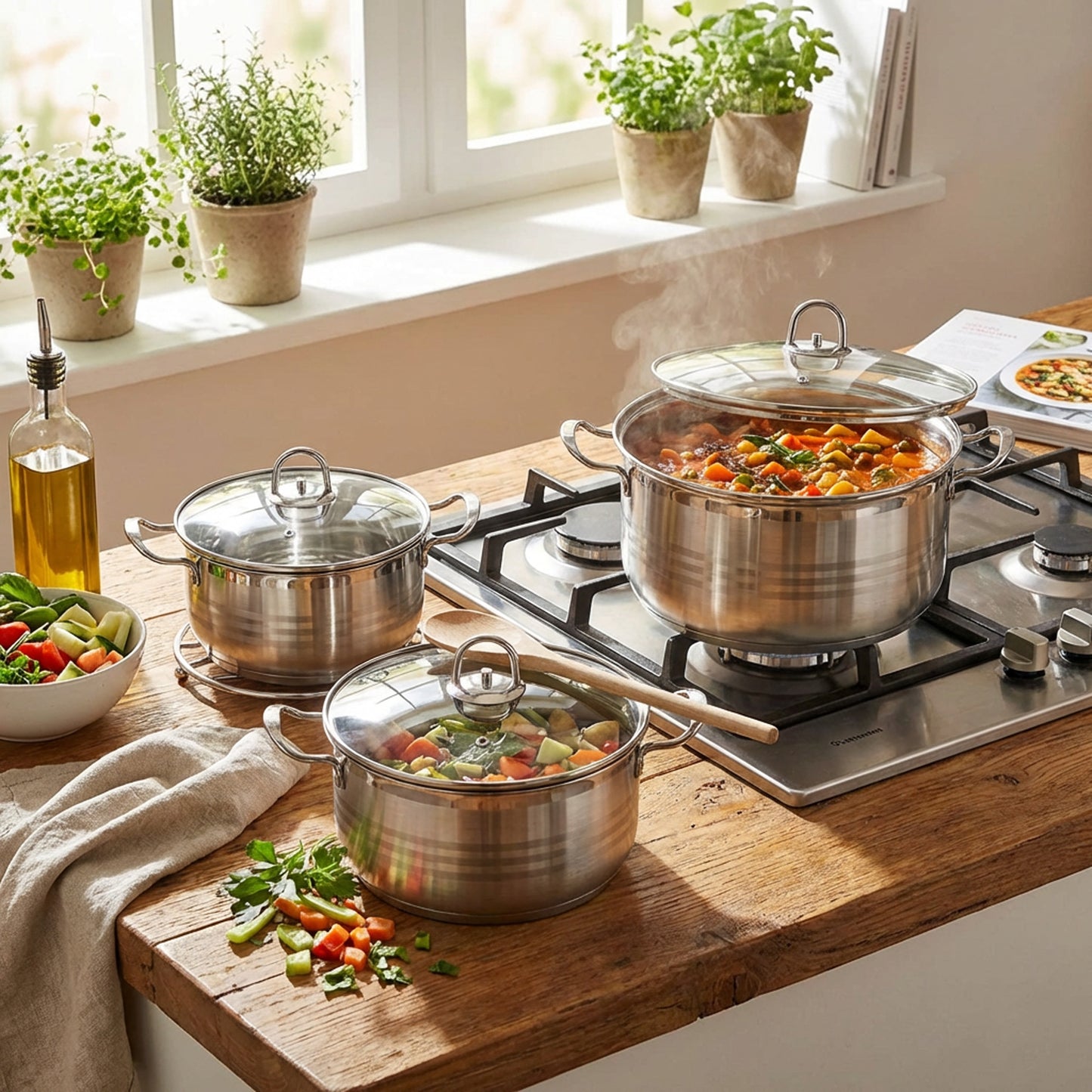 Rolux 6 Piece Cookware Set Silver