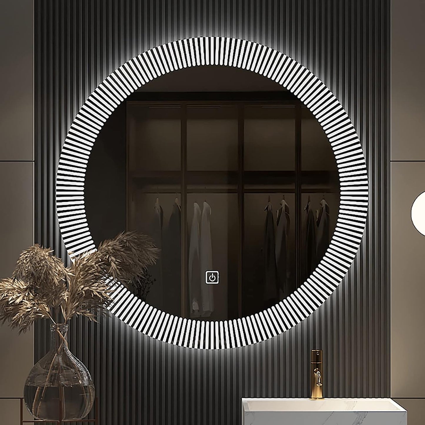 Exotic Designs Round Mirror with LED Light Clear