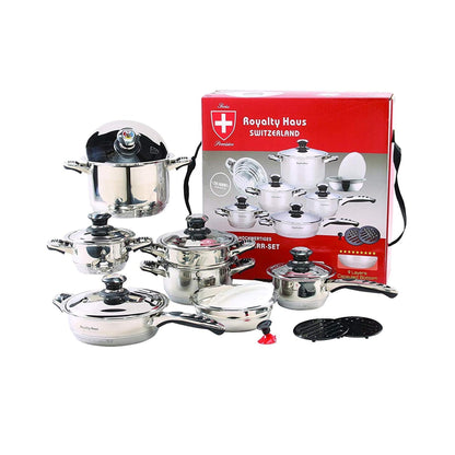 Royalty Haus 16 Piece Stainless Steel Cookware Set Silver