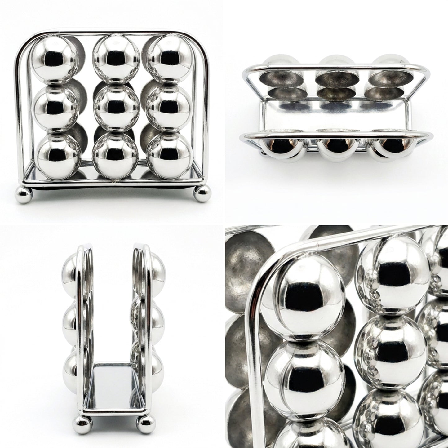 Square Bead Design Napkin Holder Silver