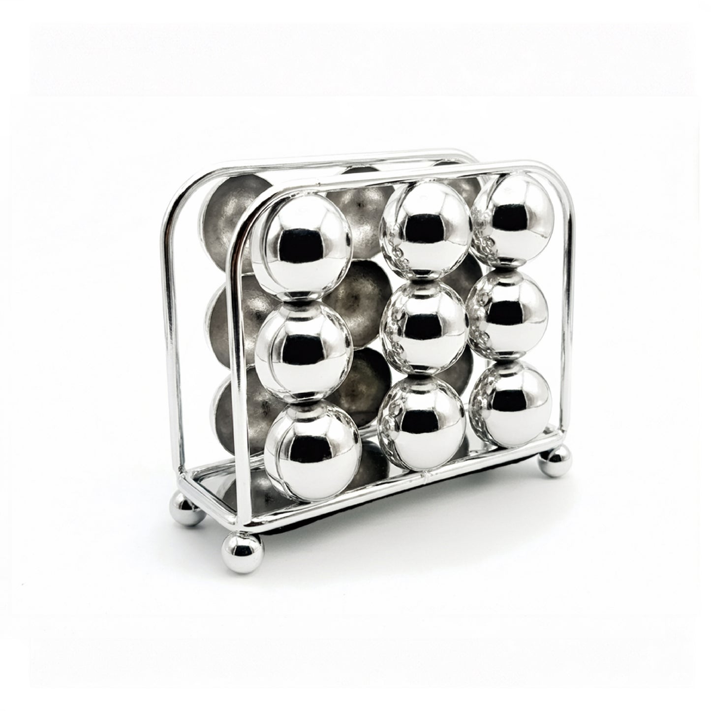 Square Bead Design Napkin Holder Silver