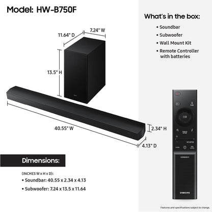 Samsung B-Series Soundbar HW-B750F 5.1ch Sub Woofer Black
