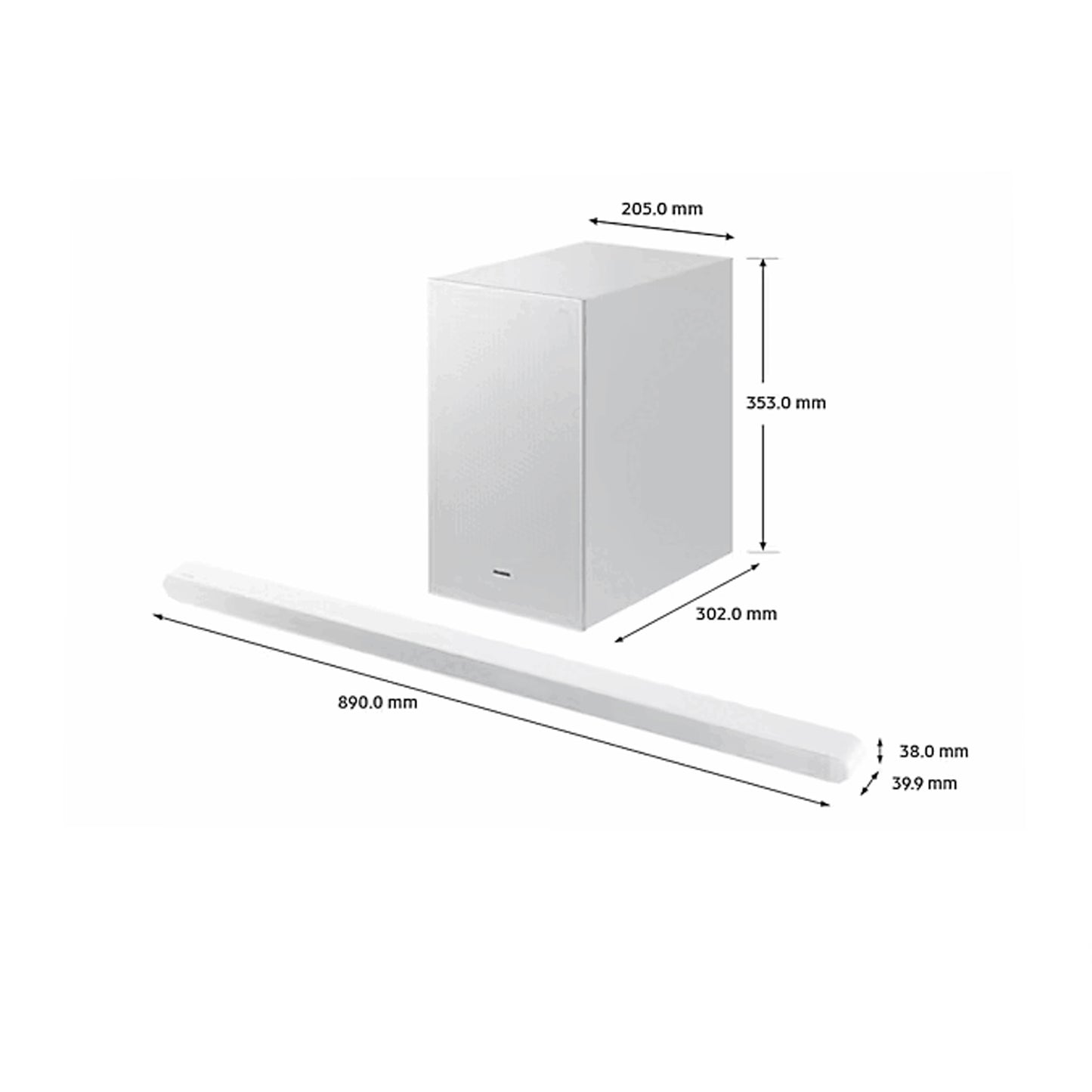 Samsung Ultra Slim Soundbar 3.1ch Sub Woofer White