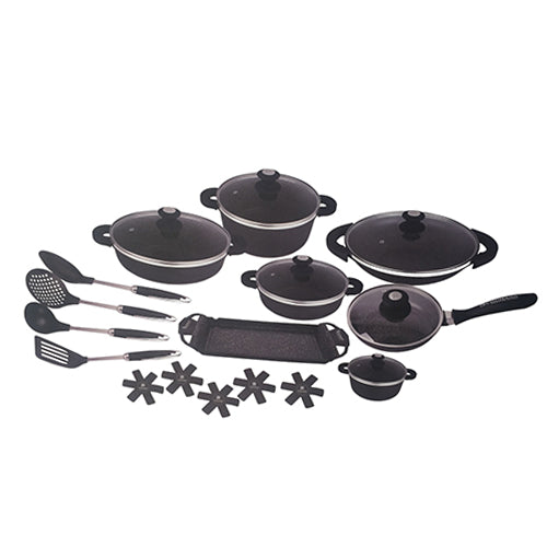 Schumann 34 Piece Blackrock Cookware Set Black