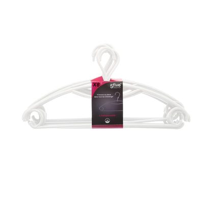 Five 8 Piece Rotating Plastic Hanger Set White