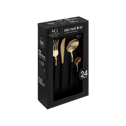 Secret de Gourmet 24 Piece Gold Plated Cutlery Set Gold