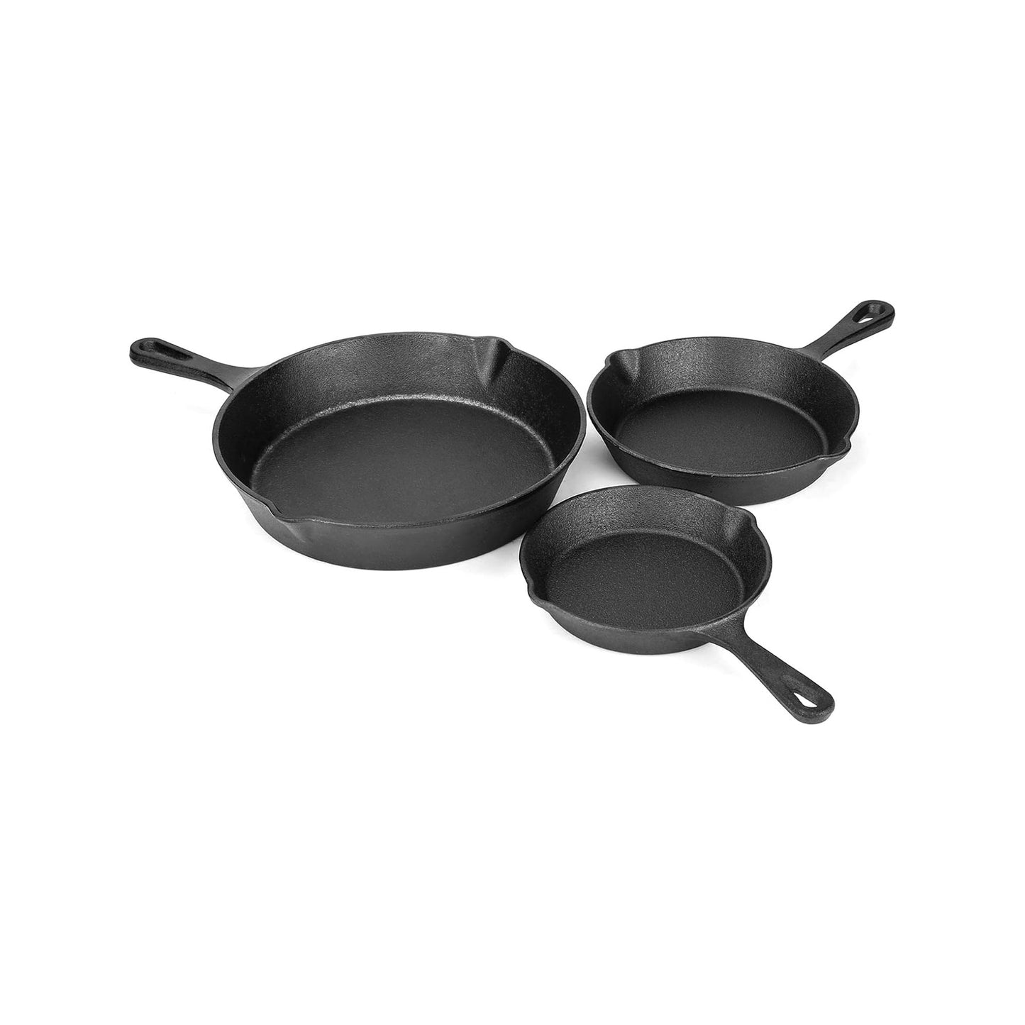 Kitchen Life 3 Piece Cast Iron Frying Pan Set Black