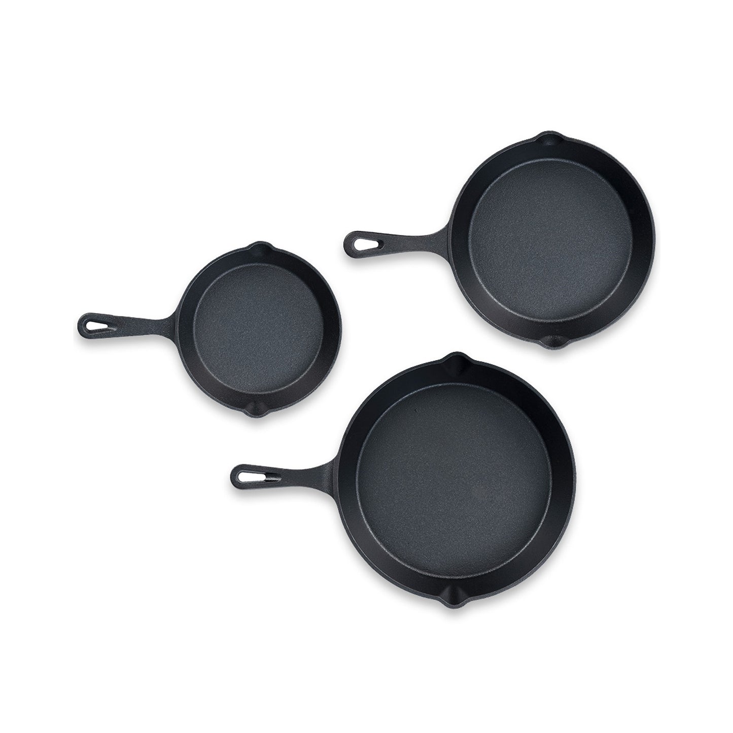 Kitchen Life 3 Piece Cast Iron Frying Pan Set Black