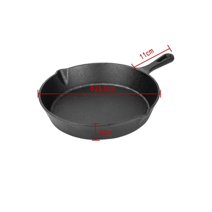 Kitchen Life 3 Piece Cast Iron Frying Pan Set Black