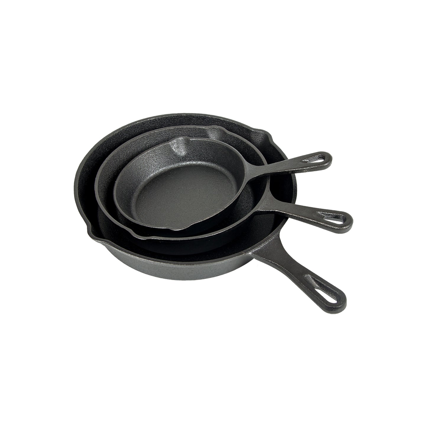 Kitchen Life 3 Piece Cast Iron Frying Pan Set Black