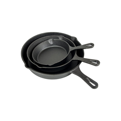 Kitchen Life 3 Piece Cast Iron Frying Pan Set Black