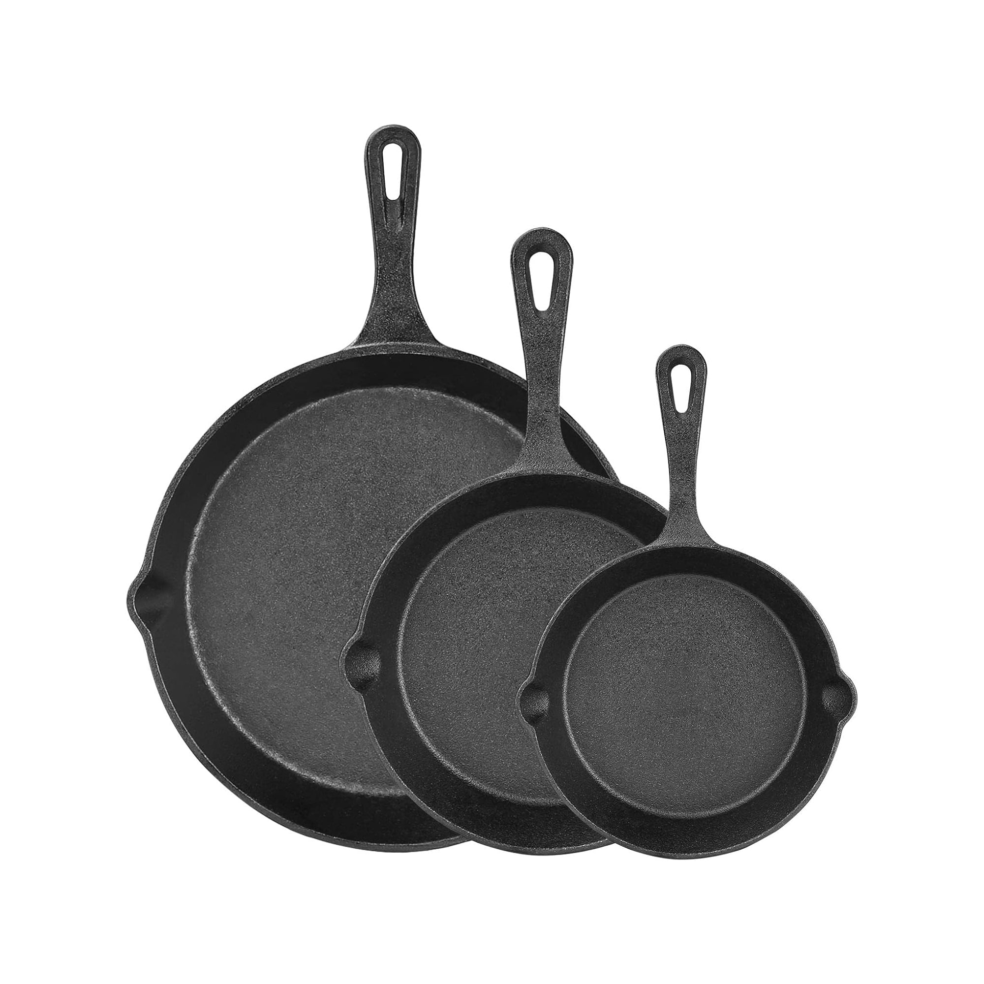 3 Piece Cast Iron Frying Pan Set Black
