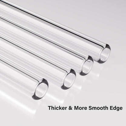 5 Piece Heart Glass Straw Set Clear