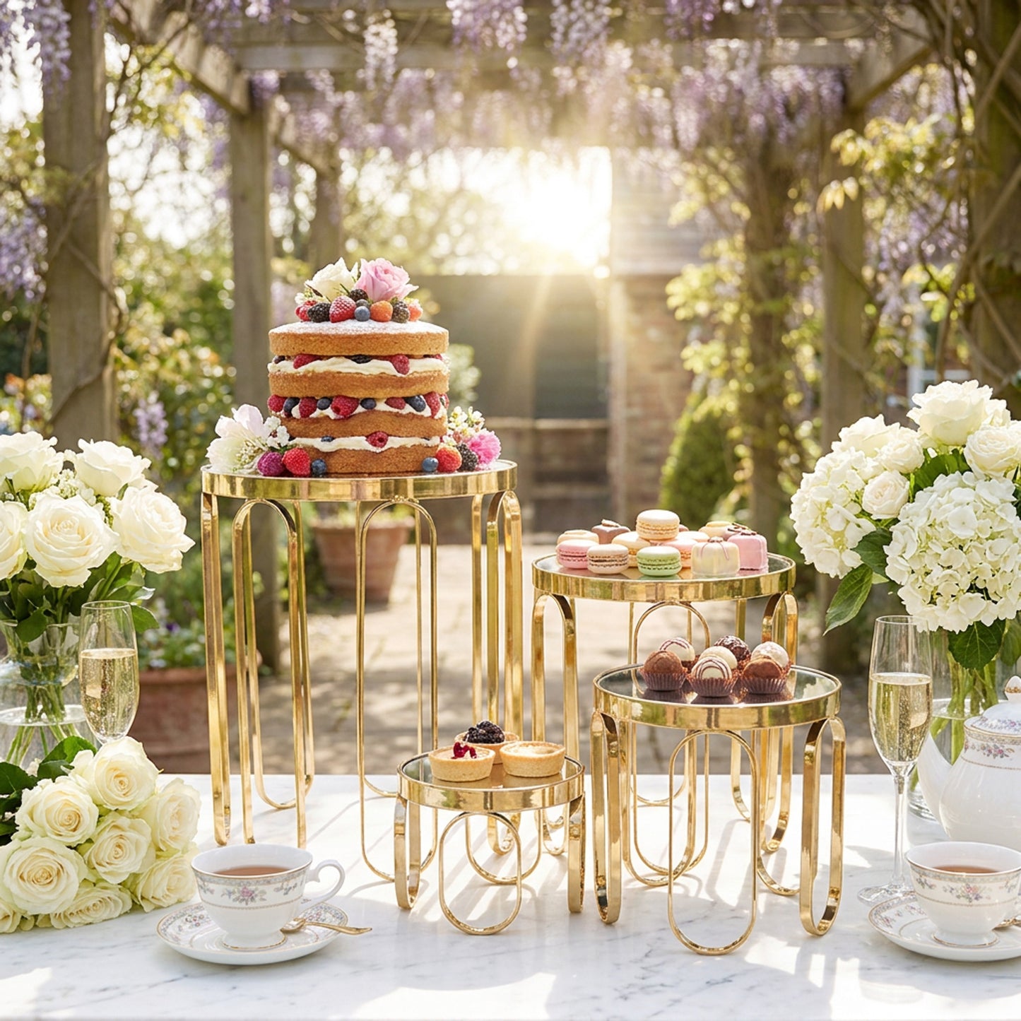 4 Piece Dessert Stand Set Gold