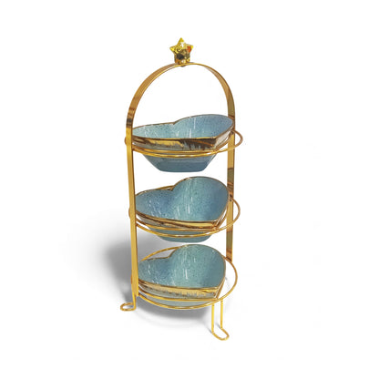 3 Tier Snack Bowl Set Blue & Gold
