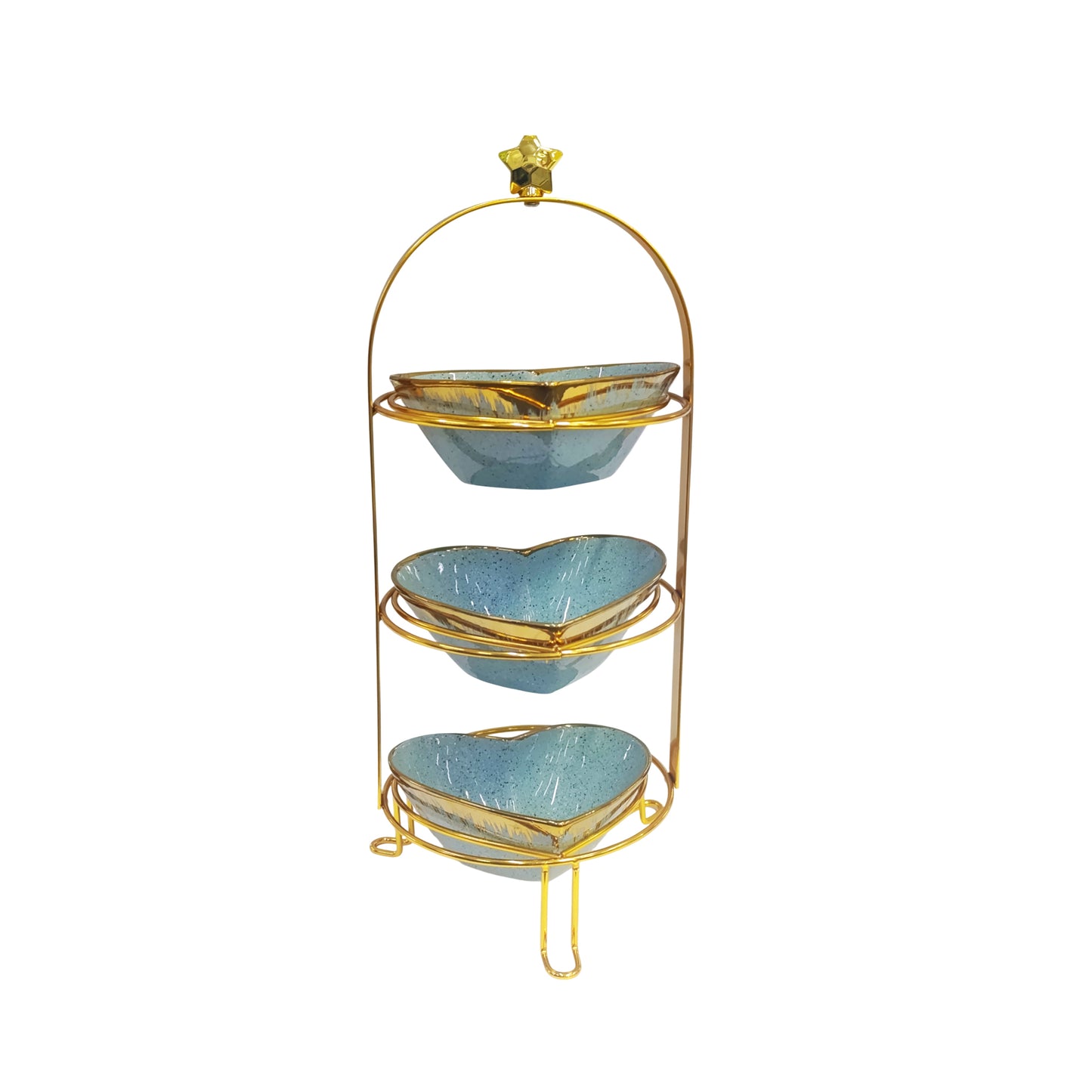 3 Tier Snack Bowl Set Blue & Gold