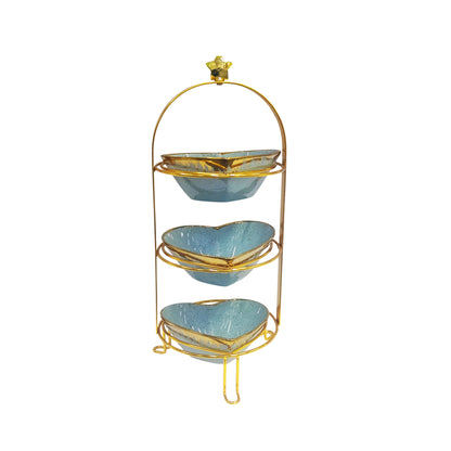 3 Tier Snack Bowl Set Blue & Gold