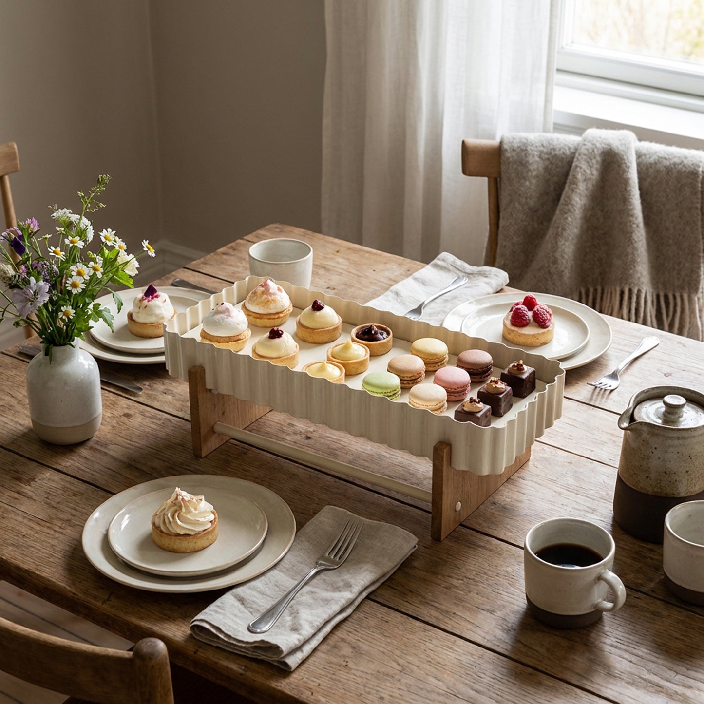 Wooden Cake Stand Cream