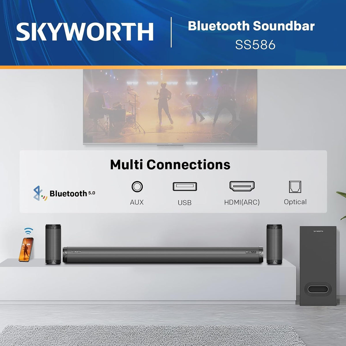 Skyworth 5.1Ch Home Cinema Soundbar System Black