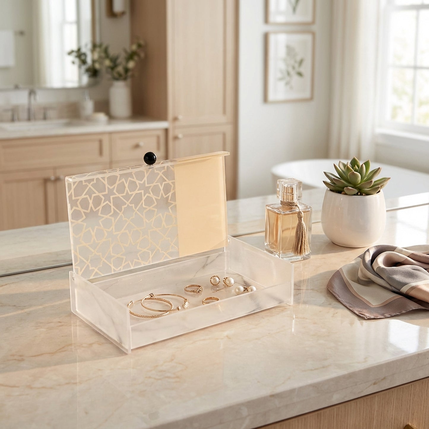 Rectangular Acrylic Box Cream