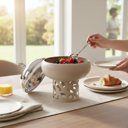 400ml Sugar Bowl Beige & Stainless Steel