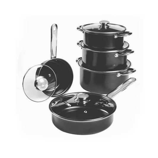 Smart Style 10 Piece Carbon Cookware Set Black