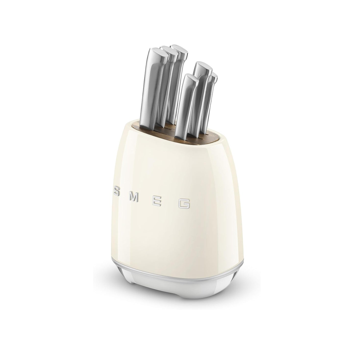 Smeg Stainless Steel Knife Block Set Cream