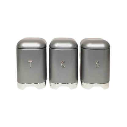 Retro 3 Piece Canister Set Grey