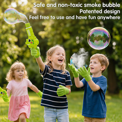 Rechargeable Bubble Machine with Magic Gloves & Smoke Green