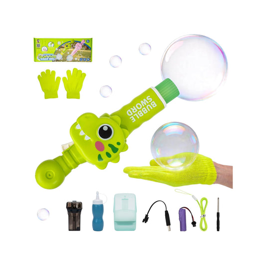 Rechargeable Bubble Machine with Magic Gloves & Smoke Green