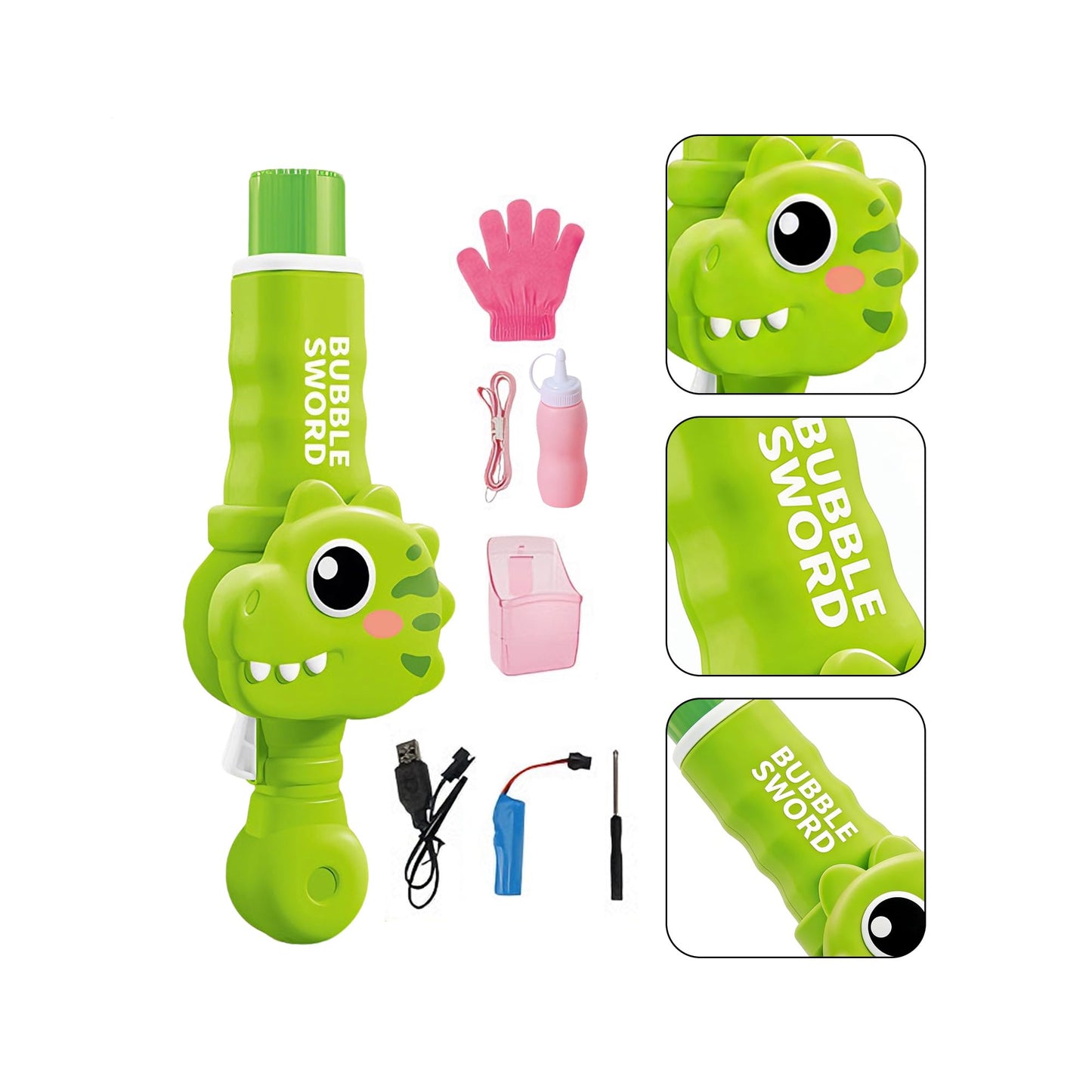 Rechargeable Bubble Machine with Magic Gloves & Smoke Green
