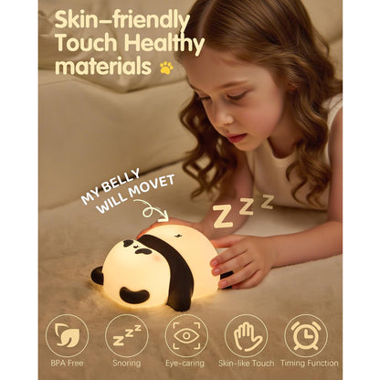 Snoring Panda Baby Night Light Black & White