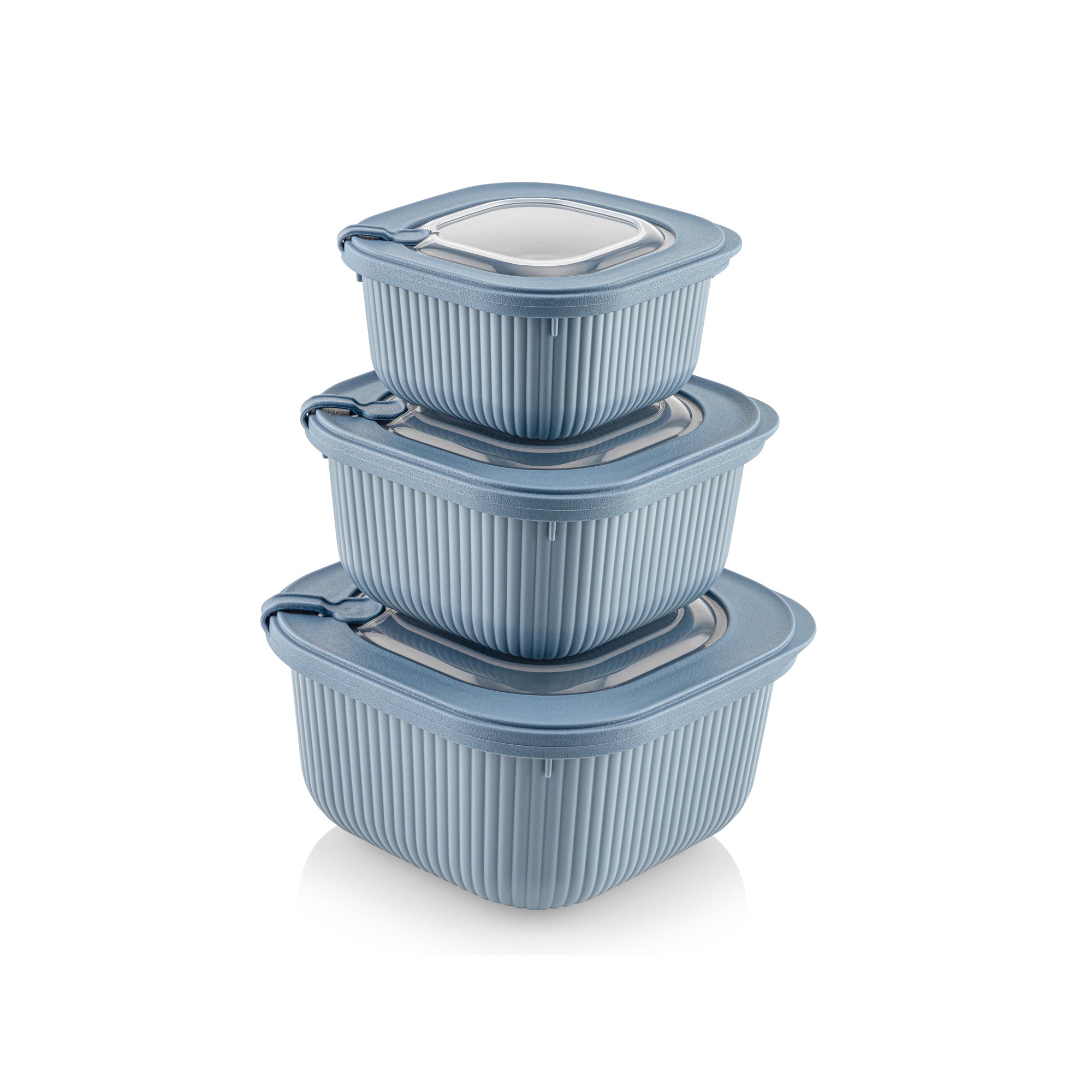 Line X Storage Container Box 3 Piece Line Storage Container Set Blue – The Culinarium