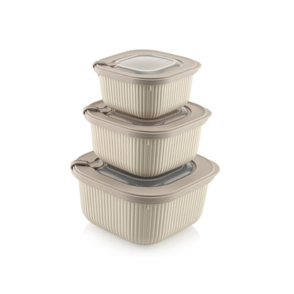 3 Piece Line Storage Container Set Cream