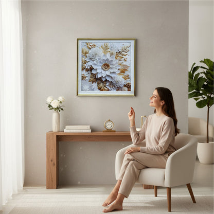 Square Floral Painting Frame Multicoloured