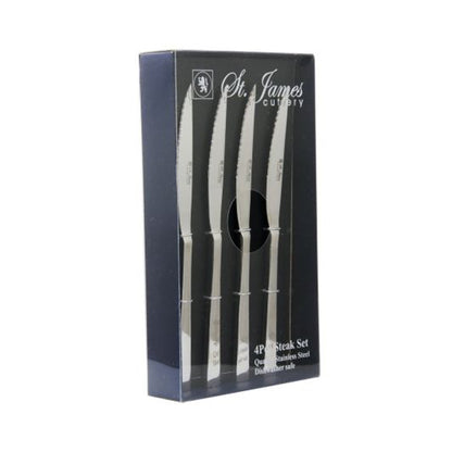 St James Cambridge 4 Piece Steak Knives Set Silver