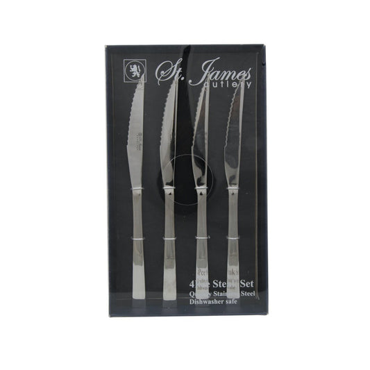 St James Cambridge 4 Piece Steak Knives Set Silver